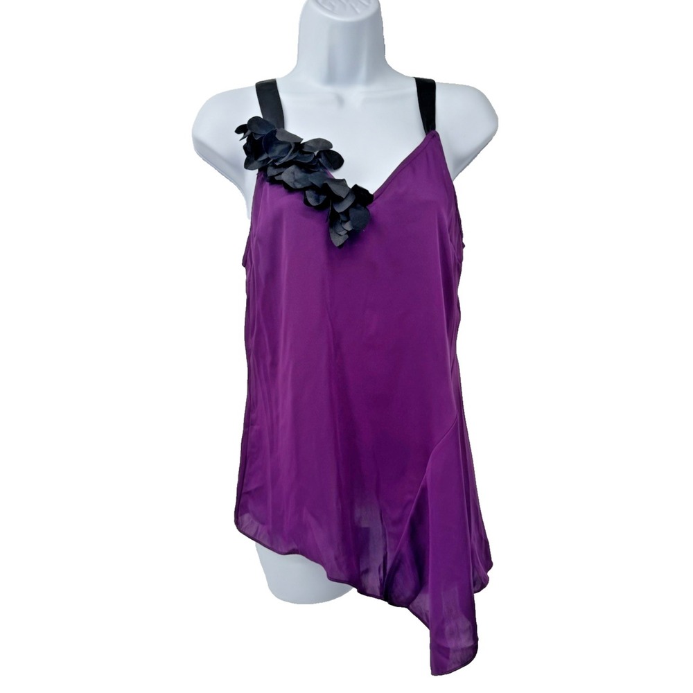 Express Purple Asymmetrical Fairy Whimsigoth Coquette Sexy Y2K satin floral tank
